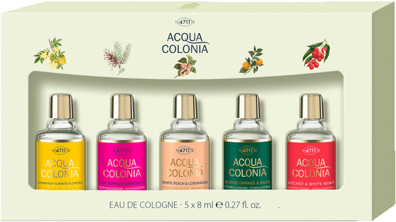 Miniature EdC Set = Starfruit&White Flower 8ml+Pink Pepper&Grapefruit 8ml+Blood Orange&Basil 8ml+White Peach&Coriander 8ml+Lychee &White Mint 8ml