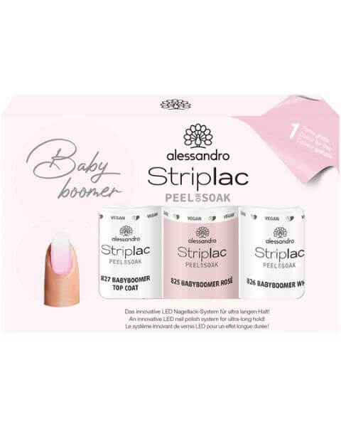Striplac Peel or Soak BabyBoomer Set = Babyboomer Rose 5 ml + Babyboomer White 5 ml + Top Coat Milky 5 ml